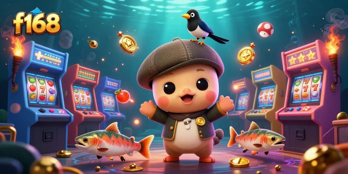 Experience thrilling gameplay at f168 with vibrant casino elements and charming characters.