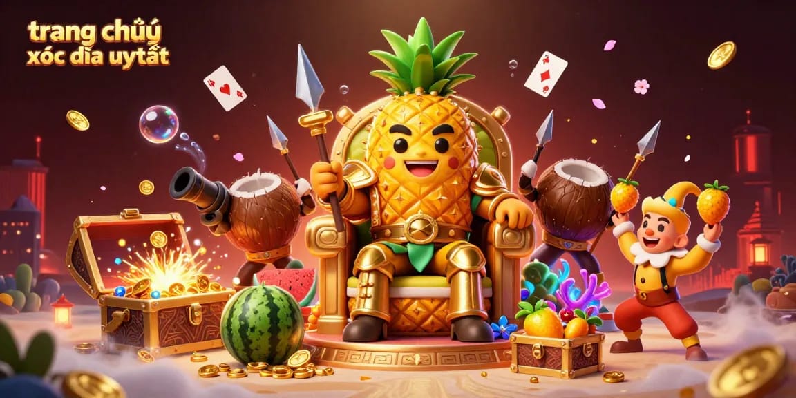 Experience the excitement of trang chơi xóc đĩa uy tín in this vibrant 3D casino illustration featuring dynamic characters and gambling elements.