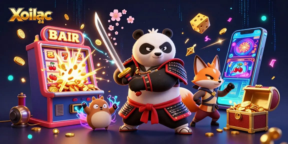 Xoilac bóng đá showcases a vibrant 3D casino scene with dynamic characters and gaming elements.