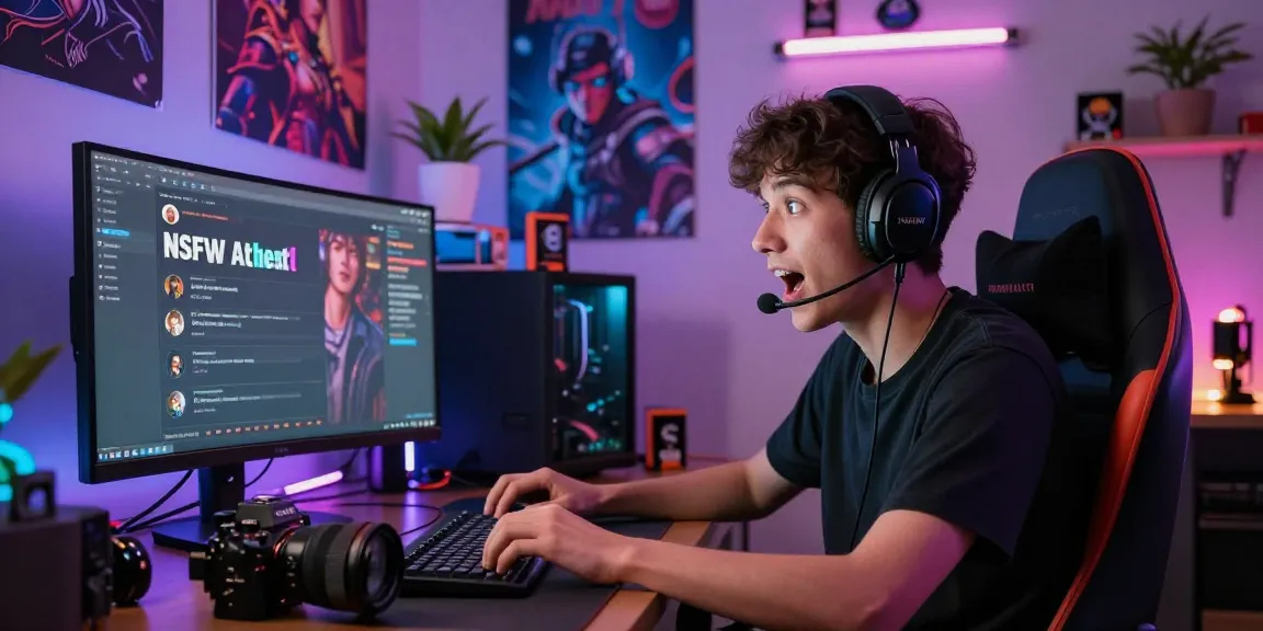Engaging with nsfw ai chat in a vibrant digital workspace with LED lights and gaming elements.