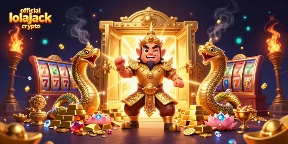 Experience the thrill of official lolajack crypto with dynamic slots and golden treasures in an engaging casino scene.