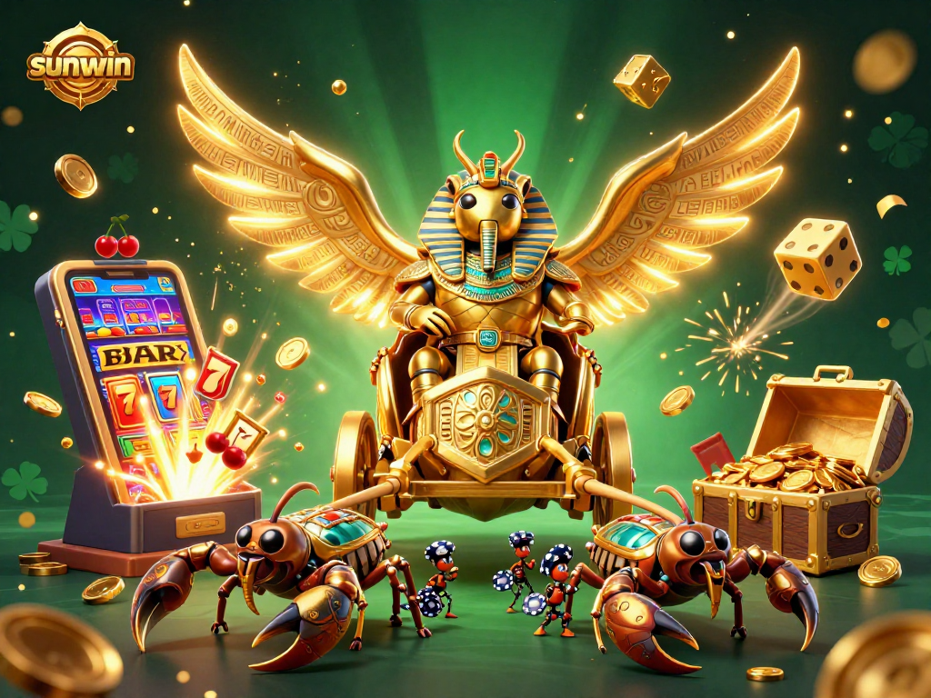 Experience the thrill with sunwin in this vibrant 3D casino scene featuring jackpot excitement and engaging characters.