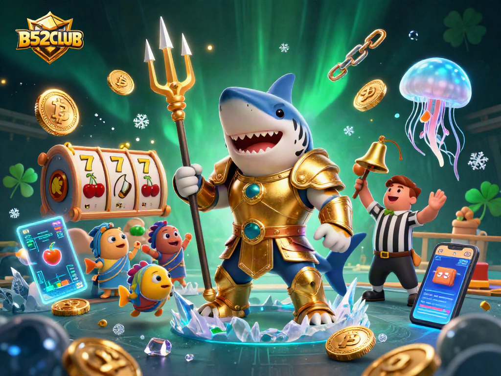 Experience thrilling wins at B52CLUB with vibrant slot reels and dynamic 3D casino elements.